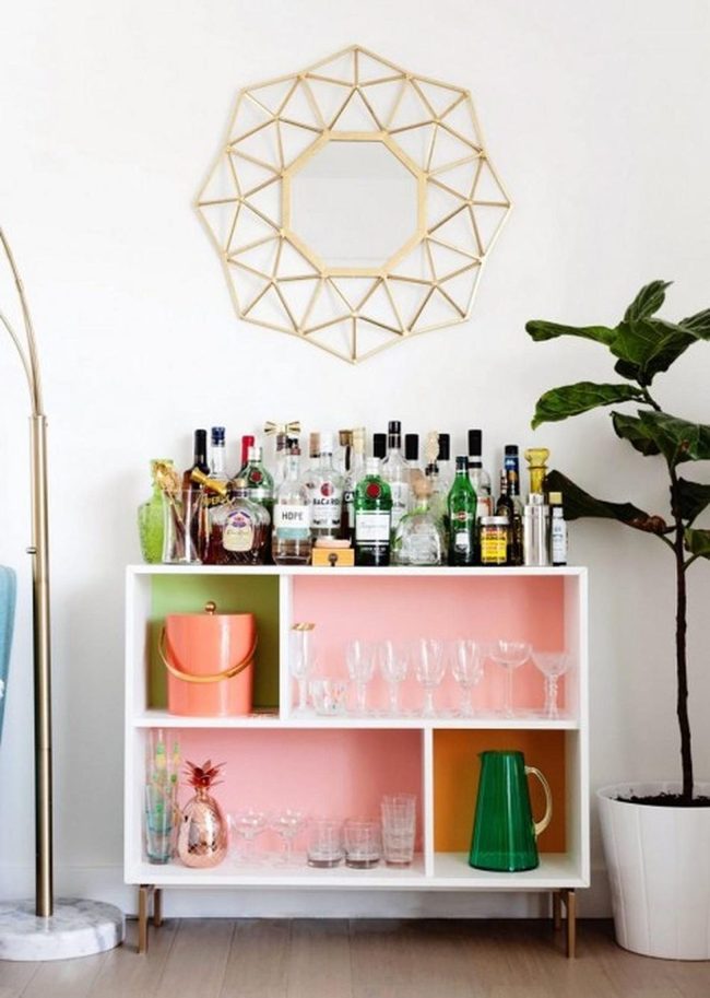 Gold Mirror And Colorful Bar Corner