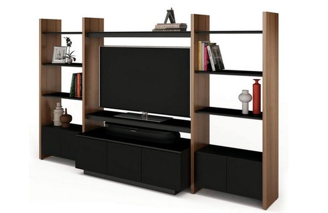 Black Metal Frame With Natural Wood Shelves