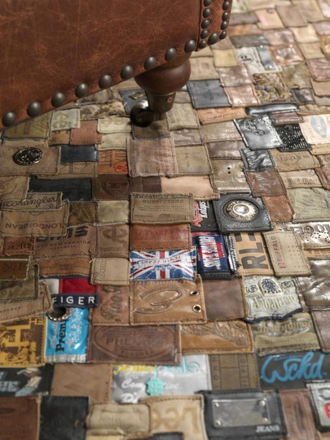 Vintage Denim Leather Floor Mosaic