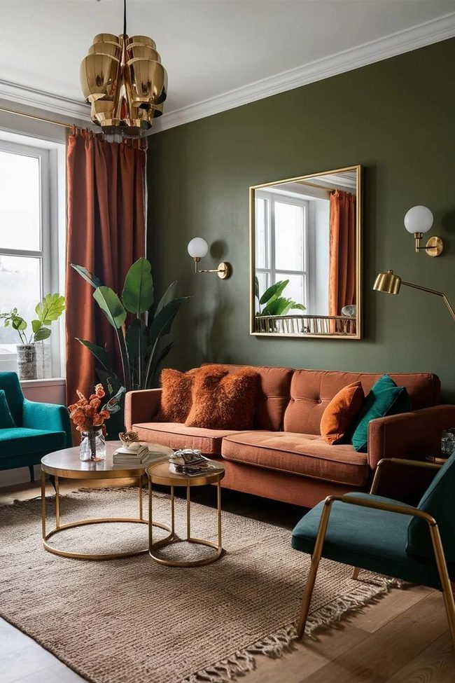 Burnt Orange Green Gold Luxe Living