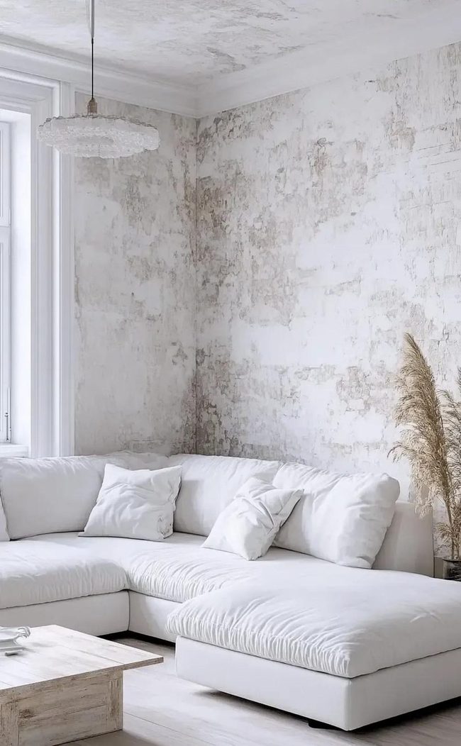 White Sofa with Earthy Terracotta Accents