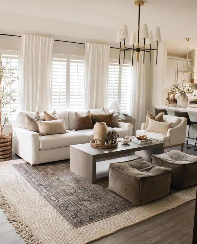 White Curtains And Natural Wood Balance