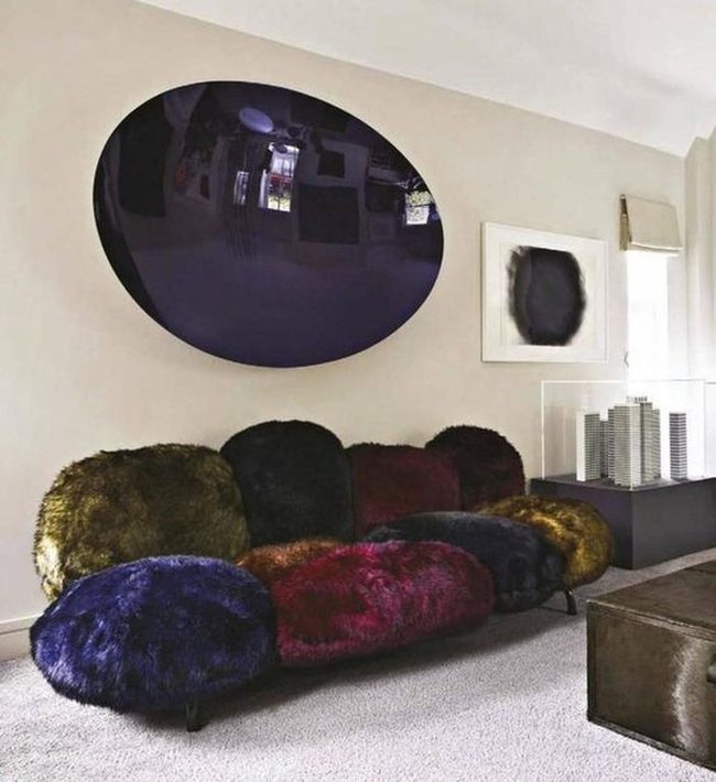 Fluffy Cushions Meet Reflective Black Art