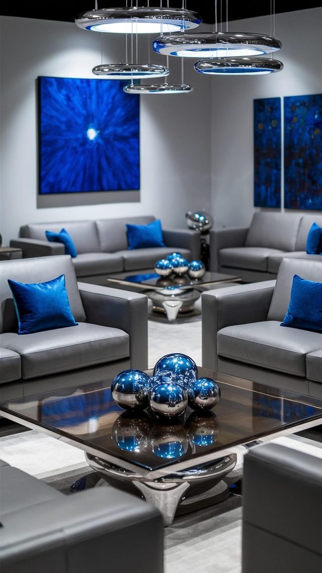 Gray Glass Coffee Table Centerpiece