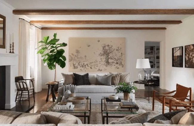 Greige Walls With Fiddle-Leaf Fig
