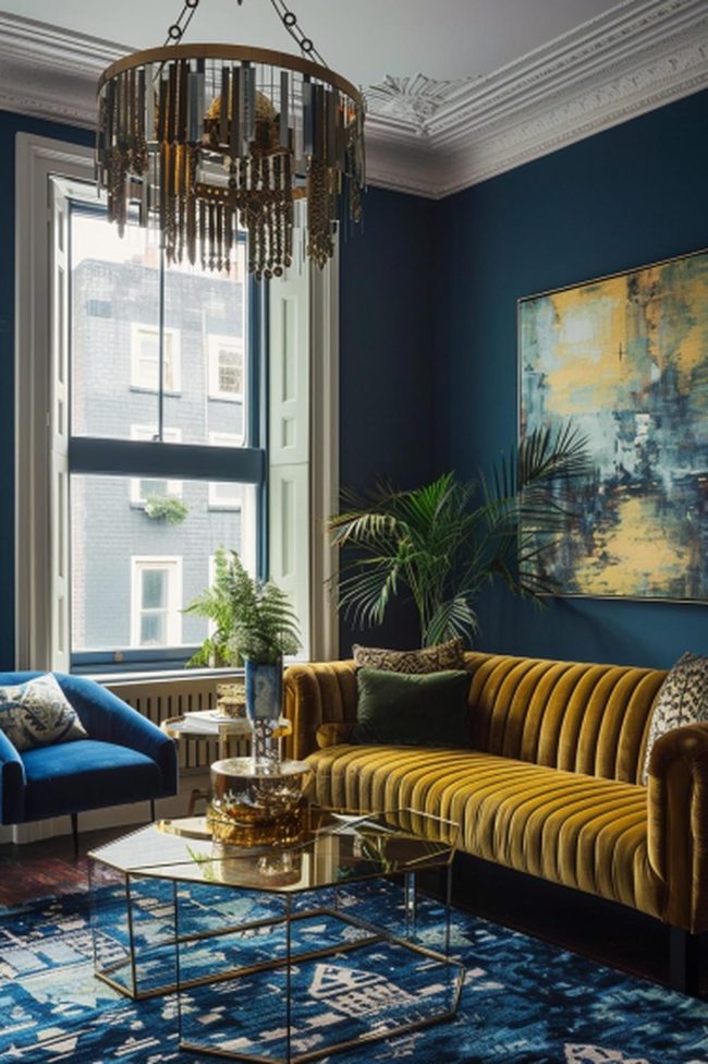 Navy And Gold Sitting Area Luxury