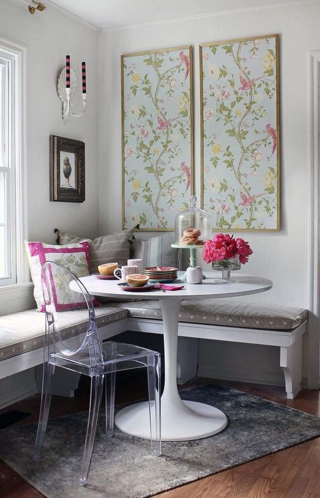 White Round Table Bright Breakfast Nook