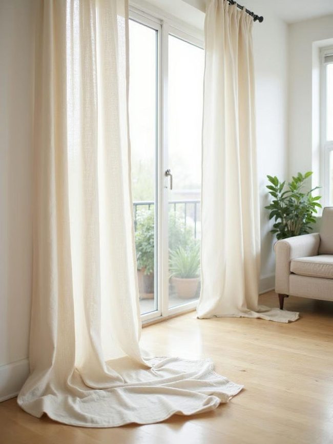 Flowing Linen Puddles Floor Gracefully