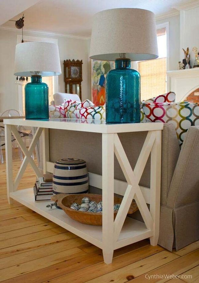White Coastal Table With X-Braces