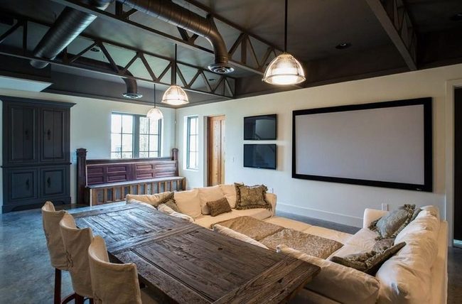 Dark Gray Cabinets Meet Industrial Beams