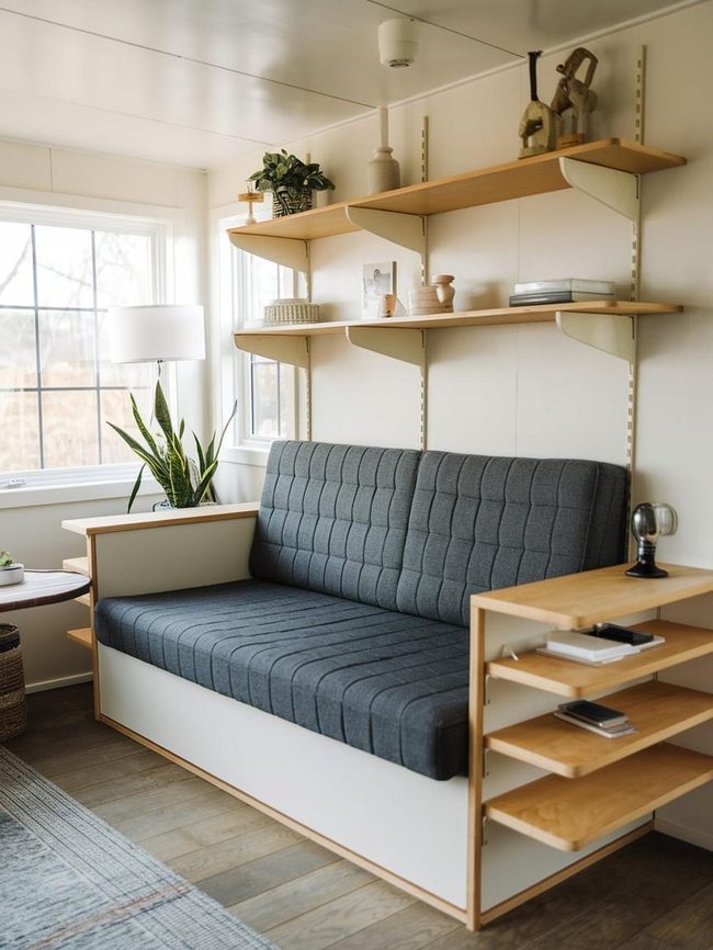 Antique Hardwood Shelves With Storied Past