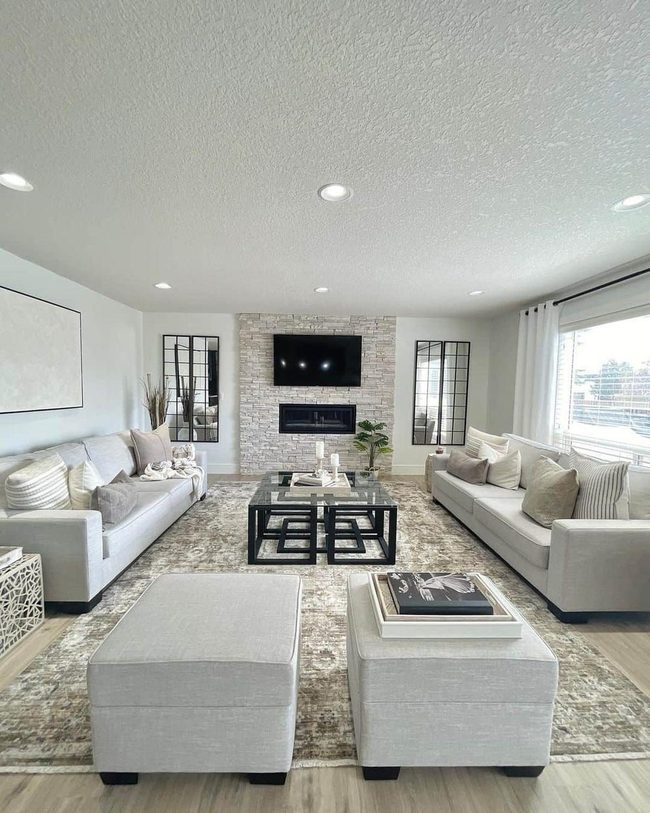 Stone Gray Sofas Modern Living Space