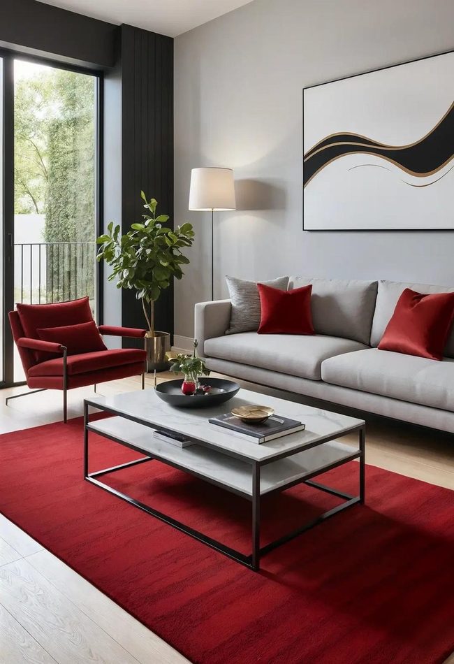 Red Rug Stars Modern Minimalism
