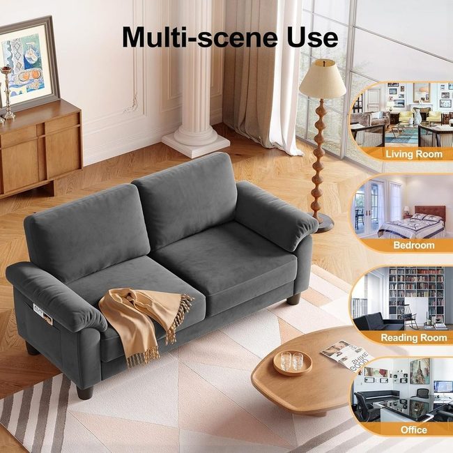 Dark Grey Plush Sofa Foundation