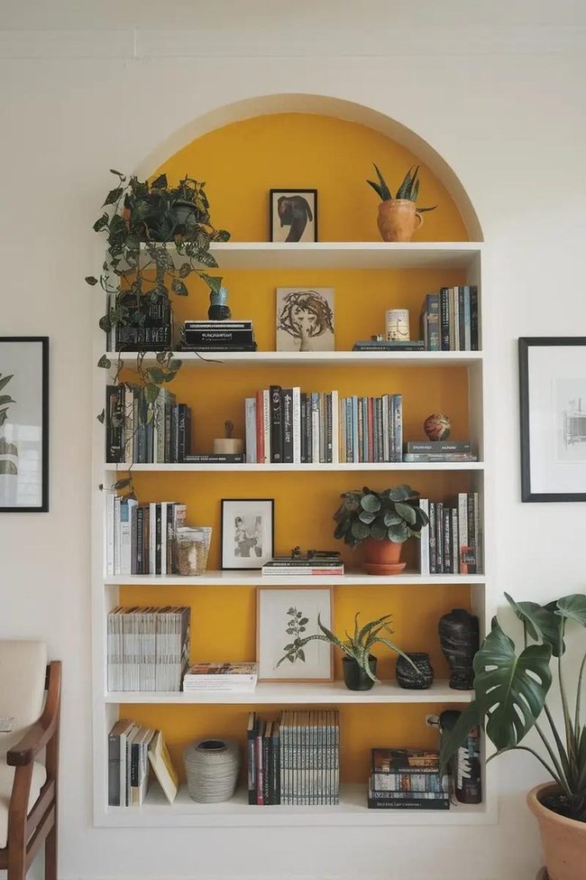 Deep Navy Bookshelf Statement Wall