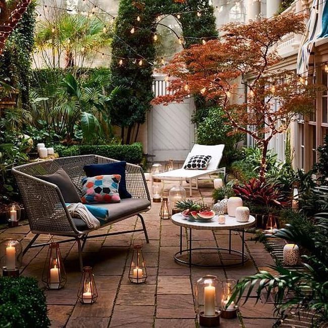 Green Garden Escape With String Lights