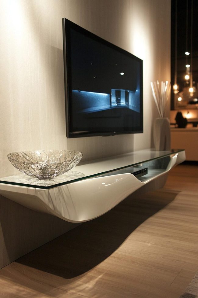 Transparent Glass Shelves Float Upward