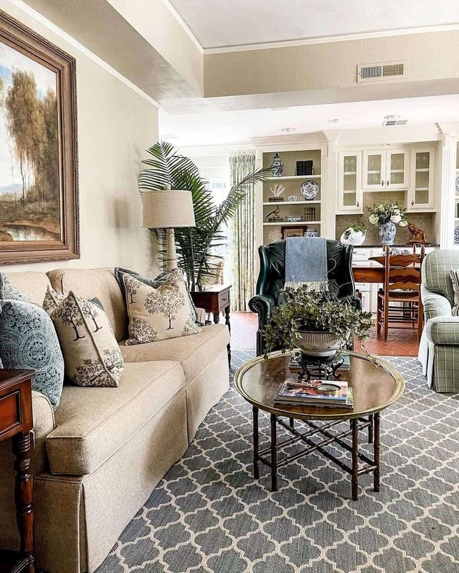 Gray And White Patterned Floor Statement