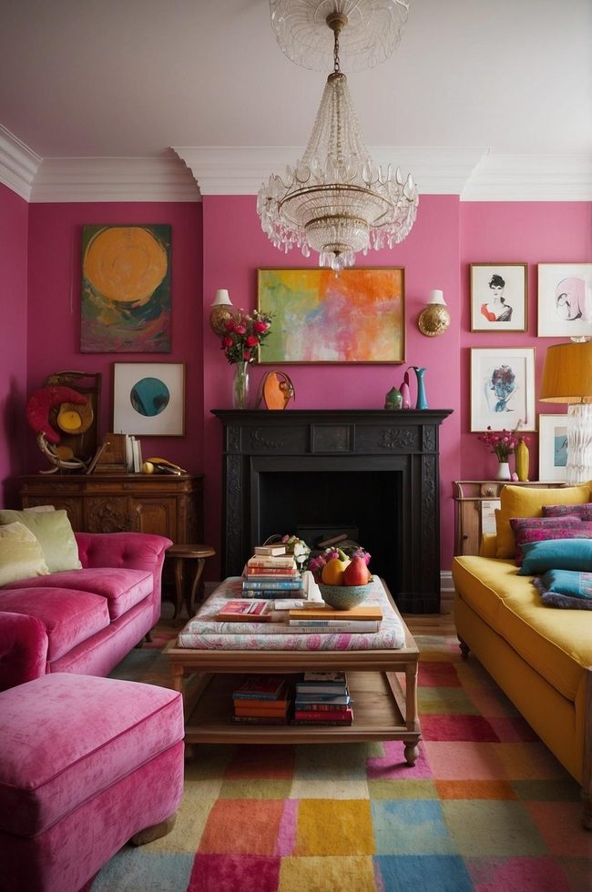 Stenciled Frames Transform Living Room Style