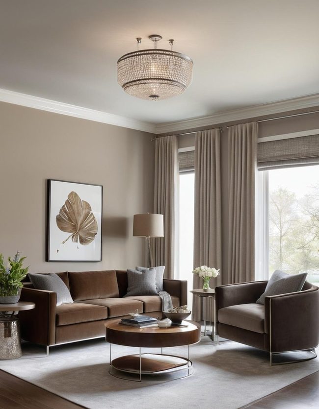 Brown and Grey Sitting Area Depth