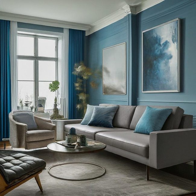 Dark Hardwood With Blue Gray Balance