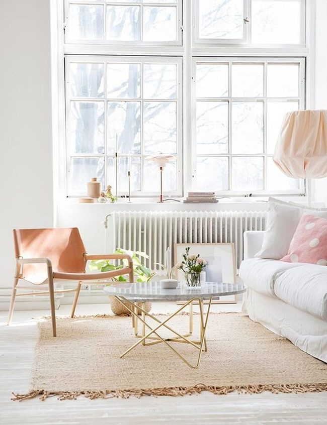 White And Gold Modern Living Room
