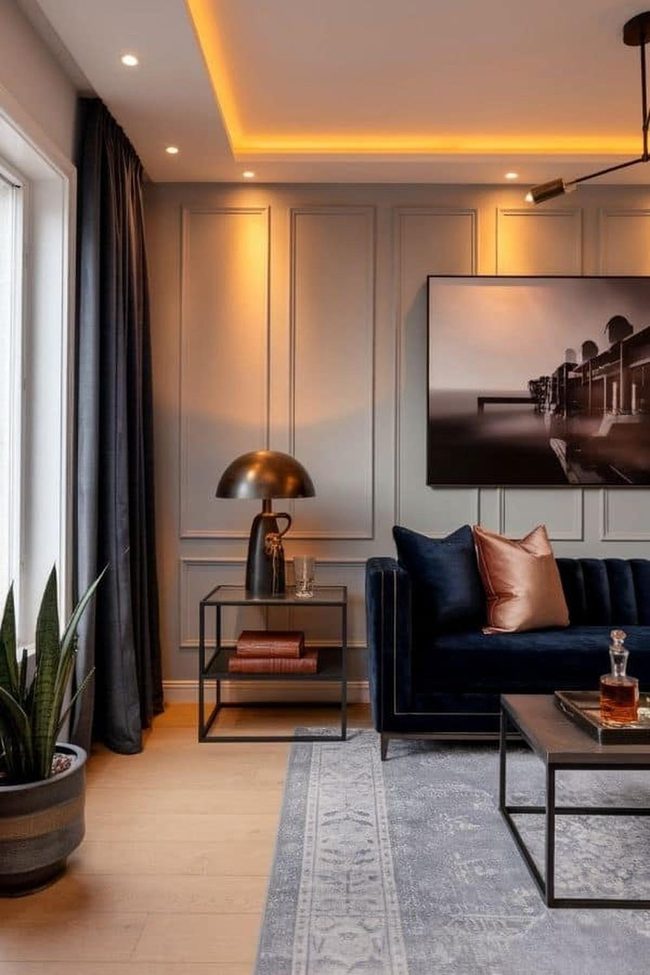 Deep Navy Velvet Statement Living