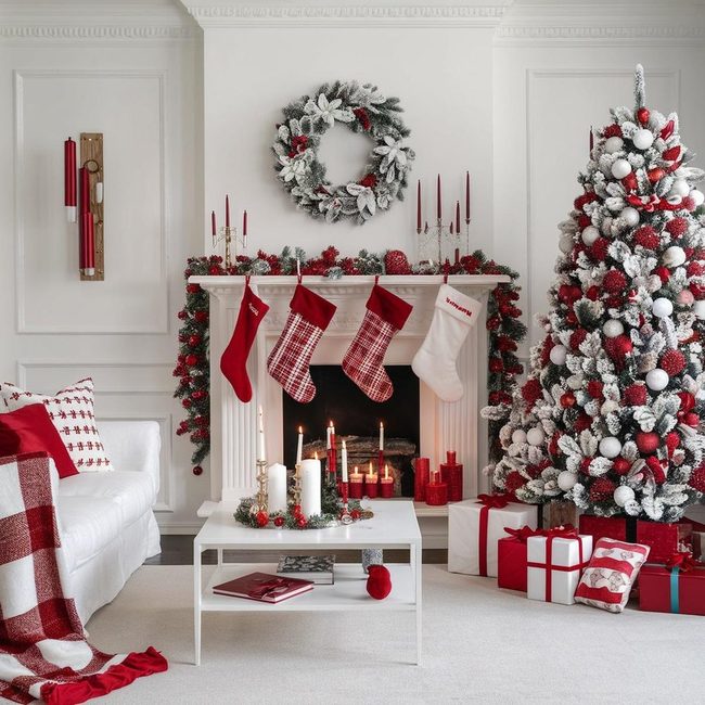 Red and White Sitting Room Elegance
