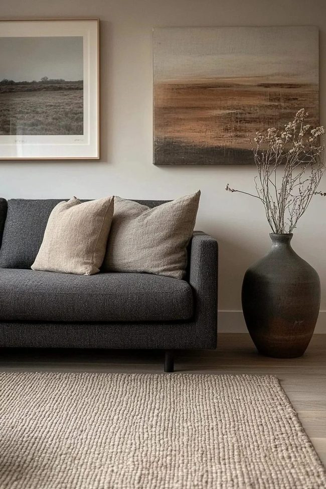 Dark Grey Sofa Clean Living Room
