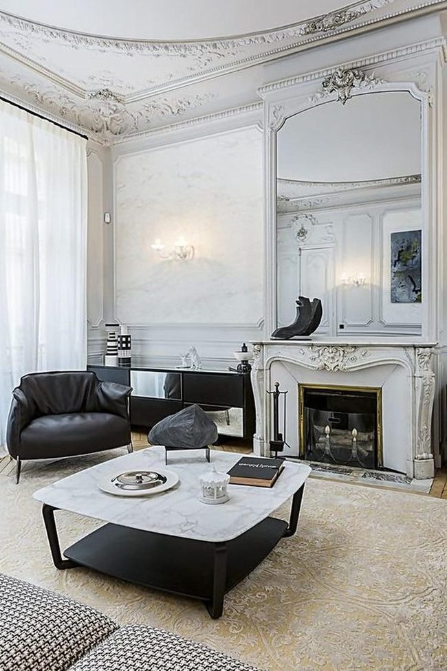Black Marble Meets Classic Molding