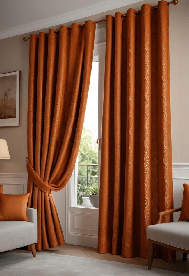 Burnt Orange Jacquard Window Statement
