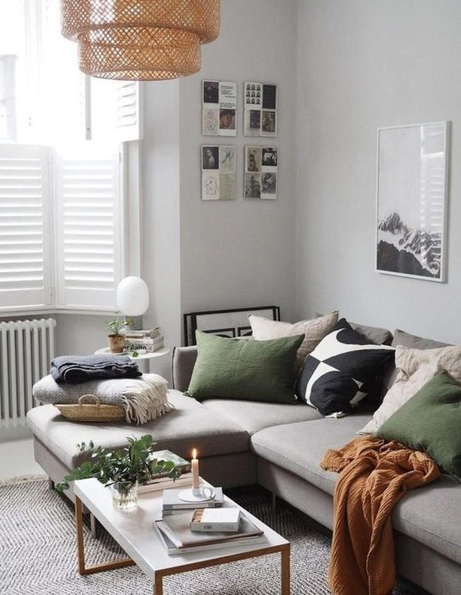 Green Pillows Meet Neutral Walls