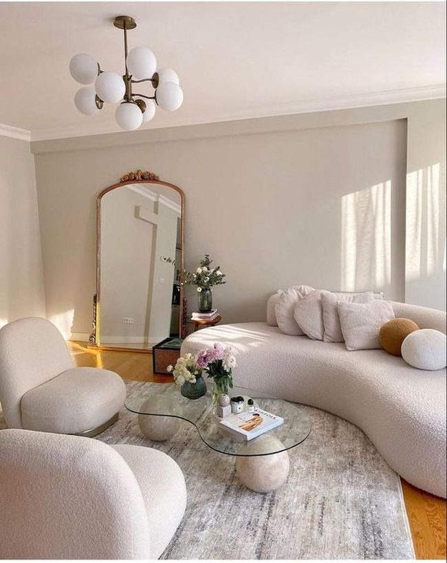 White Globe Chandelier Illuminates Classical Space