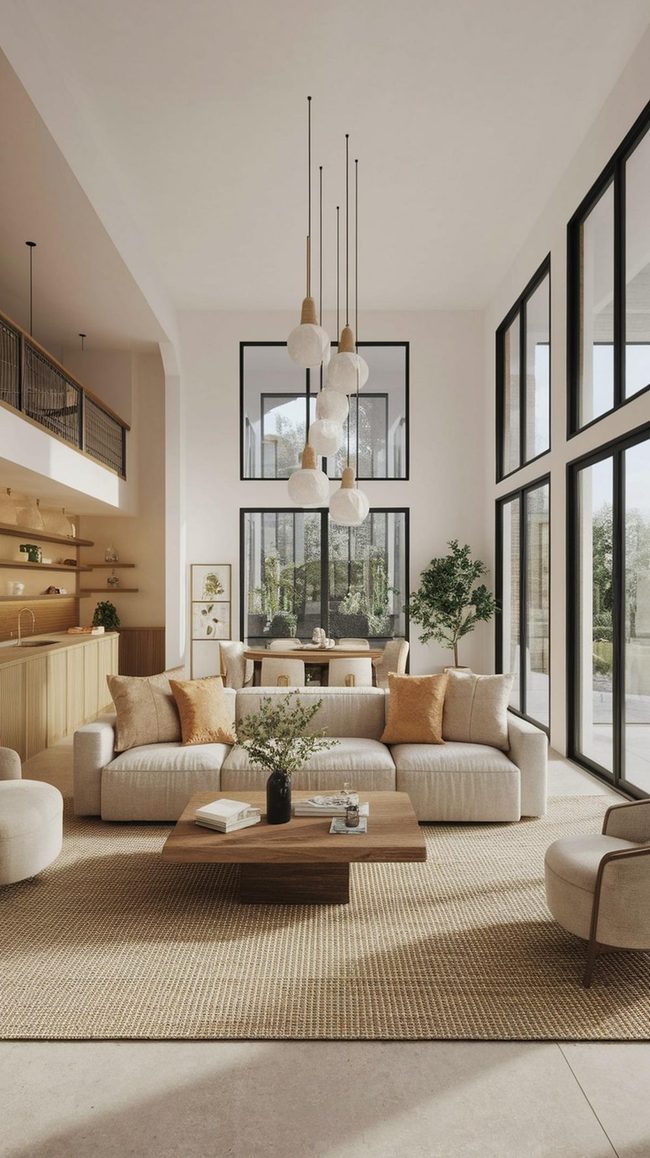 Sunlit Living Room With Floating Storage