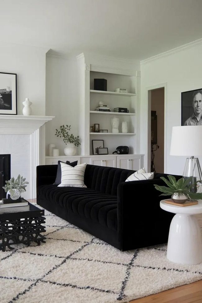Black Sofa Sharp White Minimalism