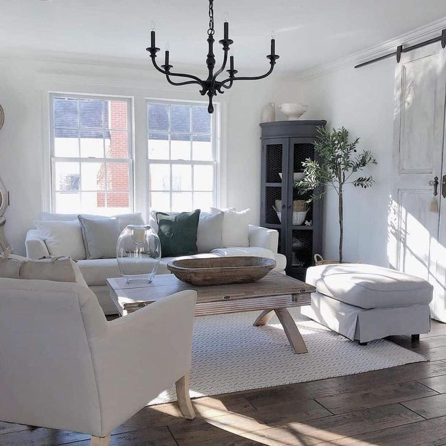 Black Chandelier White Canvas Room