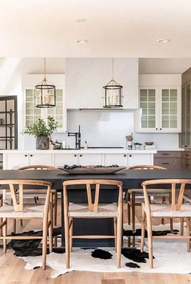 Marble And Dark Wood Dining Contrast