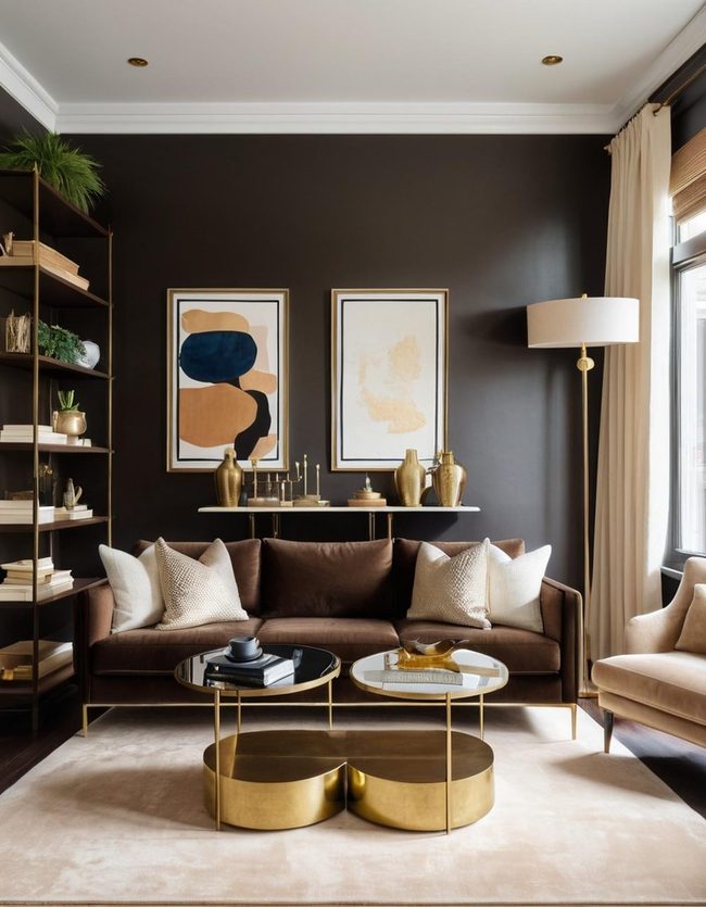 Luxe Brown Velvet Statement Sofa
