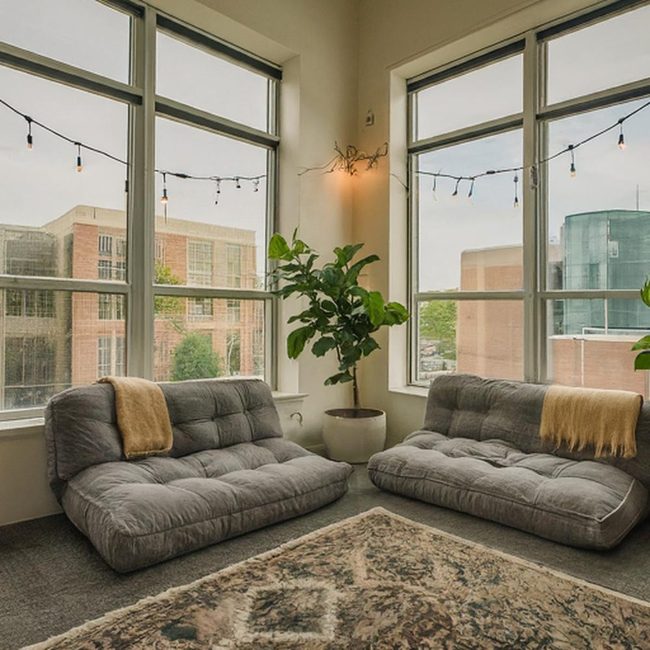 City View Living Room With Minimal White Furniture