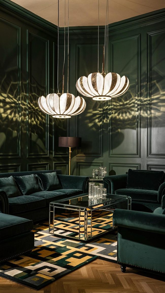 Dark Green Art Deco Luxury