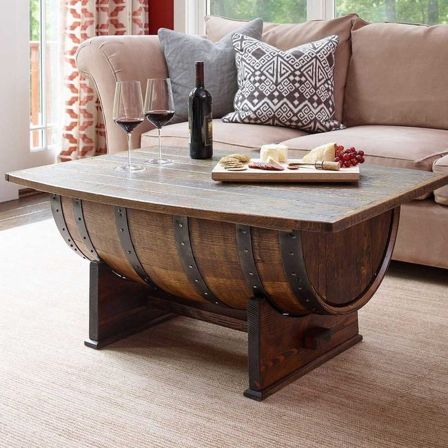 Wine Barrel Glass Top Statement Piece