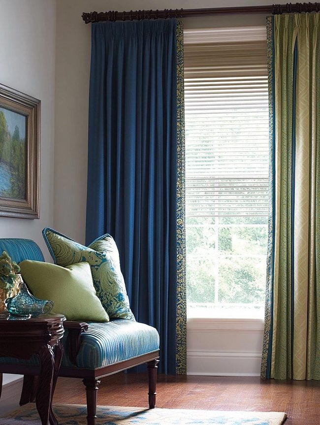 Stylish Blue Green Window Curtains