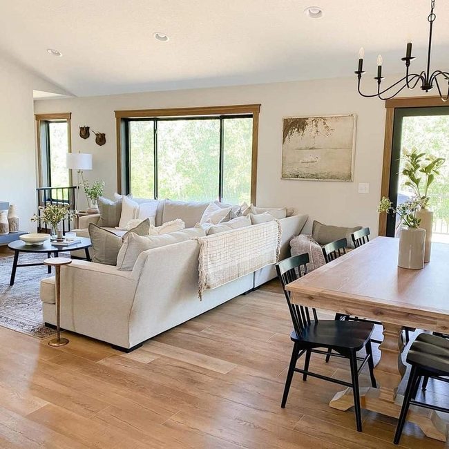 Ivory Sectional Meets Wooden Dining