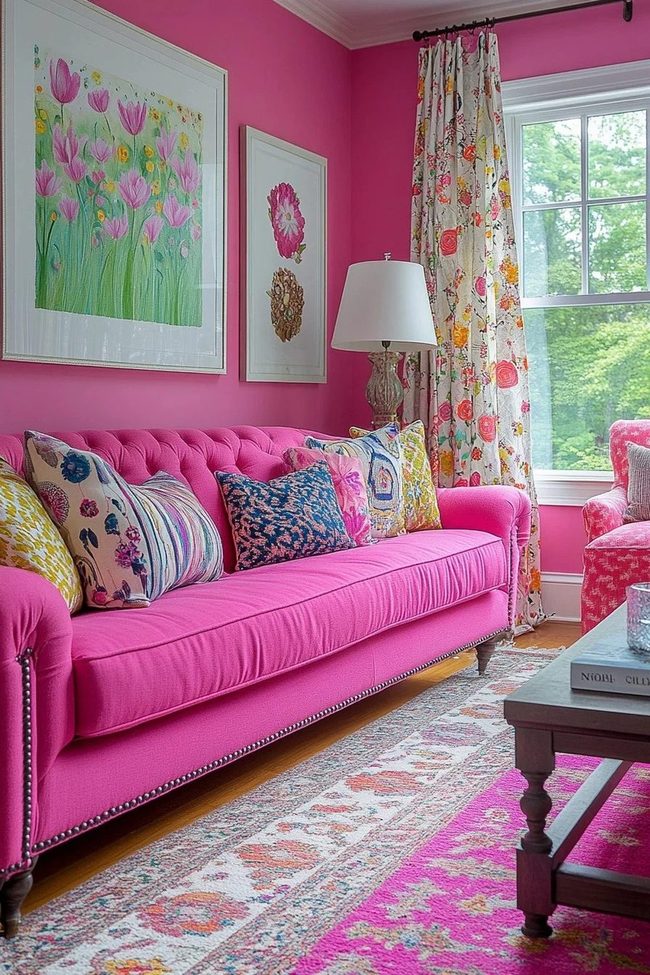 Pink Walls, Floral Dreams, Colorful Comfort