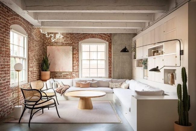 Exposed Brick Meets Soft Pink