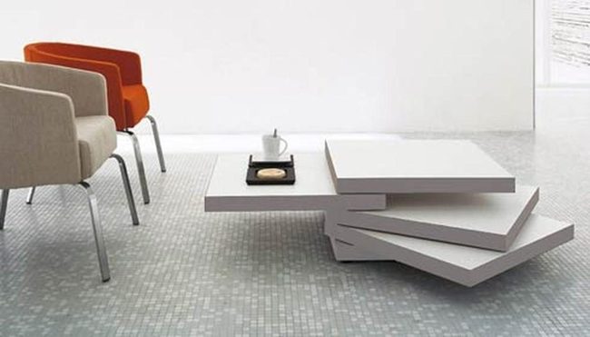 White Stacked Tables Modern Minimalist