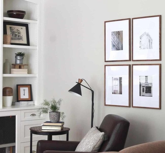 Four Oak Frames White Wall