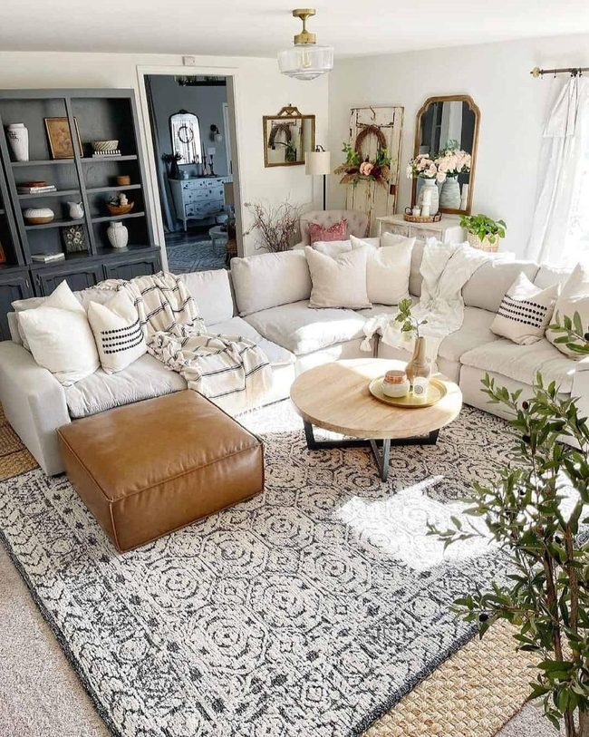 Brown Leather Ottomans Meet Modern Wood
