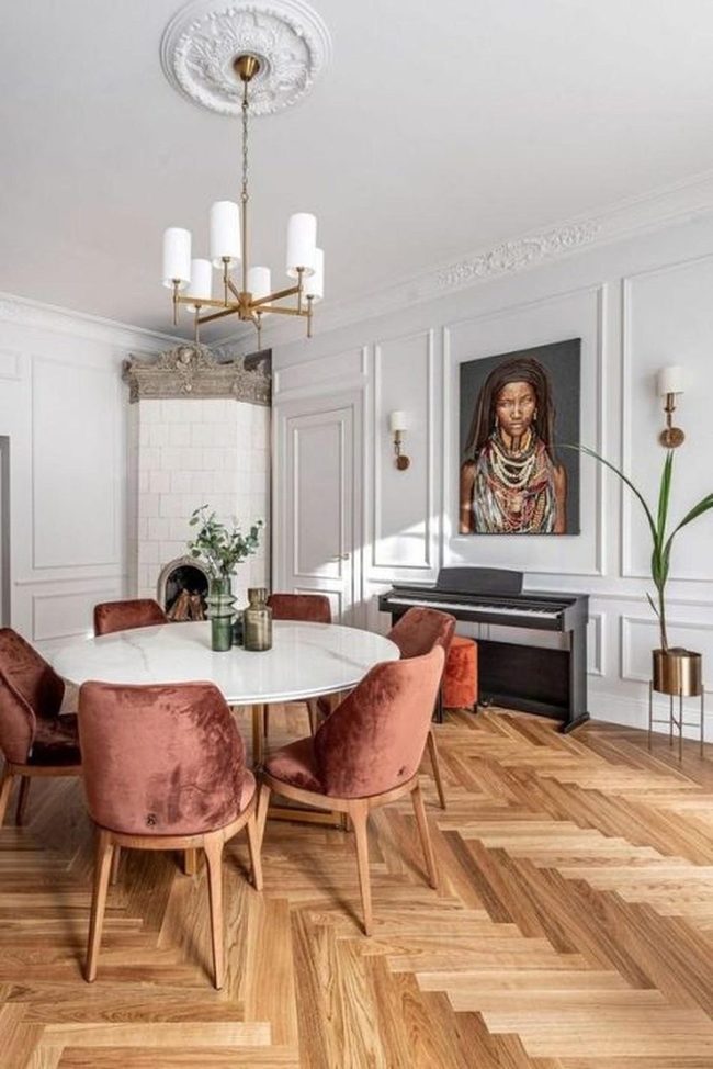 Burnt Orange Velvet Dining Elegance