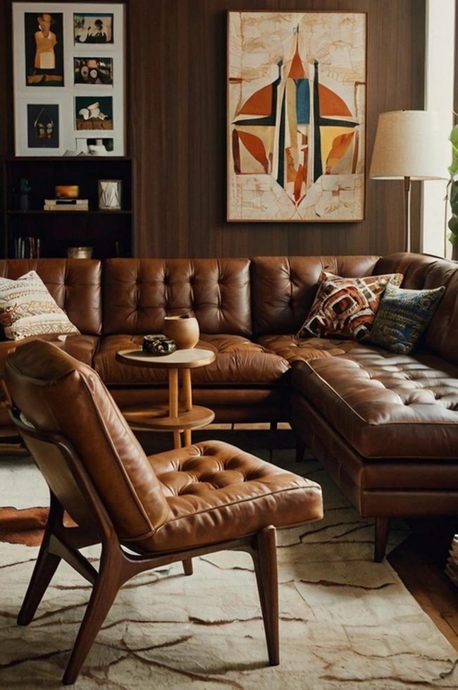 Dark Brown Mid-Century Current Sofa
